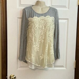 Chic Lace Overlay Women's Blouse